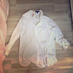 White super silky shirt, meant to be wrinkly!